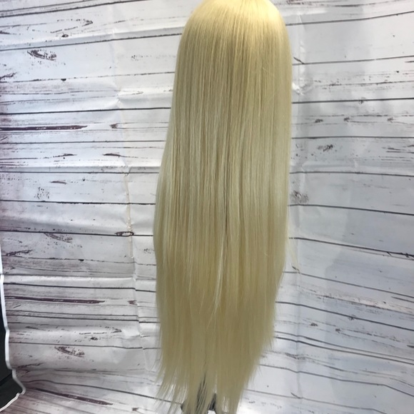 Wig Long blonde human hair Blende Long Wig - Picture 5 of 8